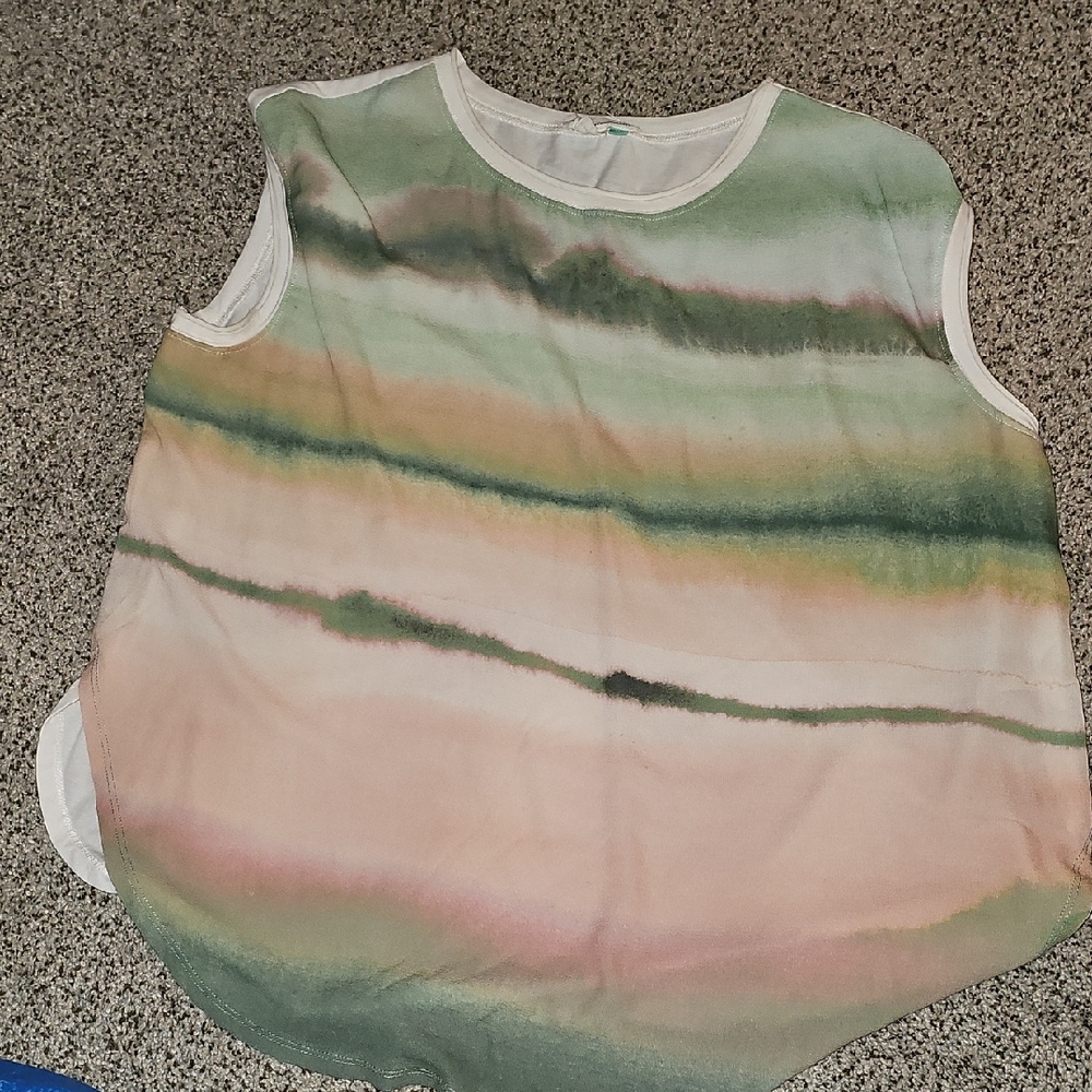 Anthropologie A+ Tuscany Boatneck Women's Sleeveless Top 1x Watercolor Greens
